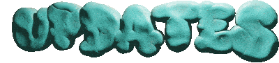 An animated gif of 3D cyan clay-textured rotating text in bubbly letters, reading, 'Updates!'